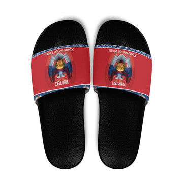 Personalized Serbia Christmas Slide Sandals Eagle with Cesnica Christmas Bread LT19