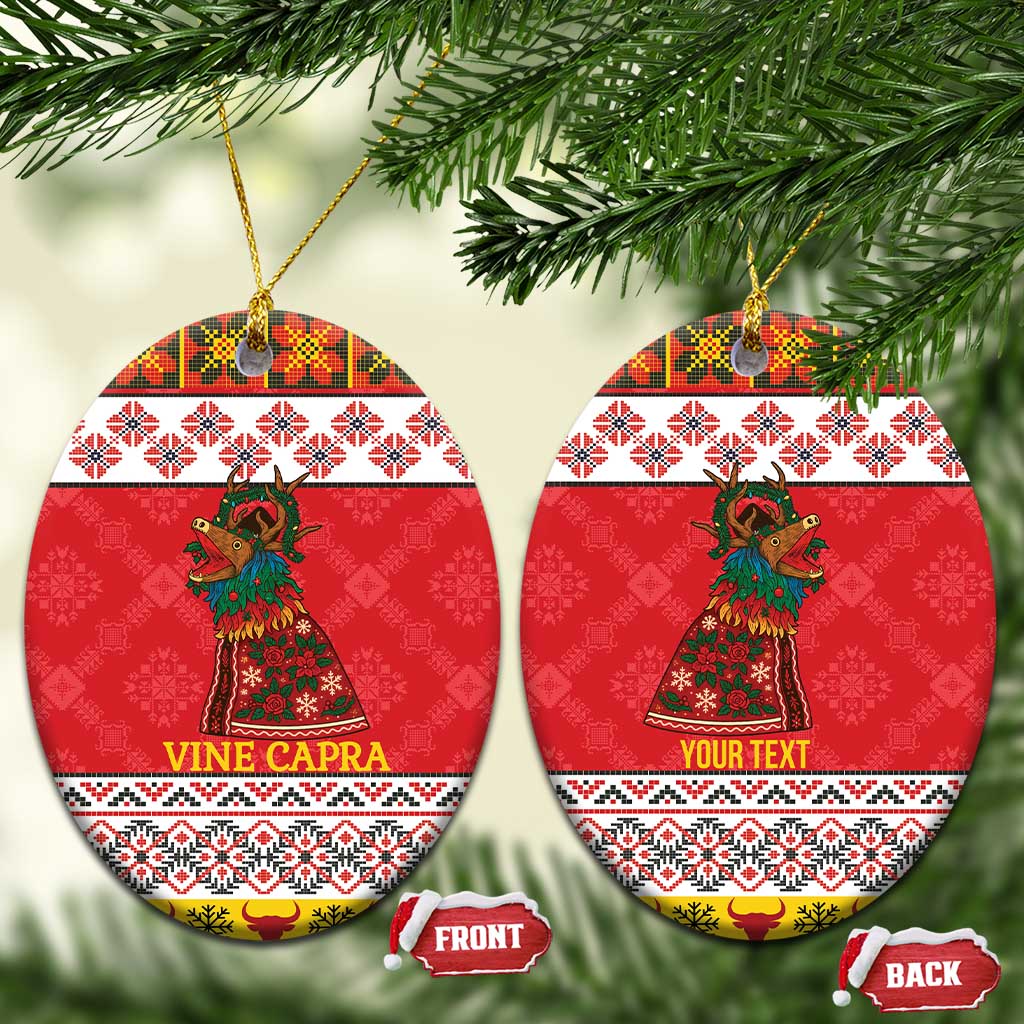 Personalized Romania Christmas Ceramic Ornament Romanian Carpet The Goat Dance LT19