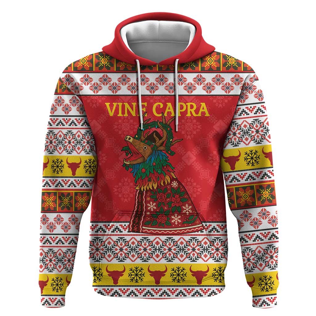Personalized Romania Christmas Hoodie Romanian Carpet The Goat Dance LT19