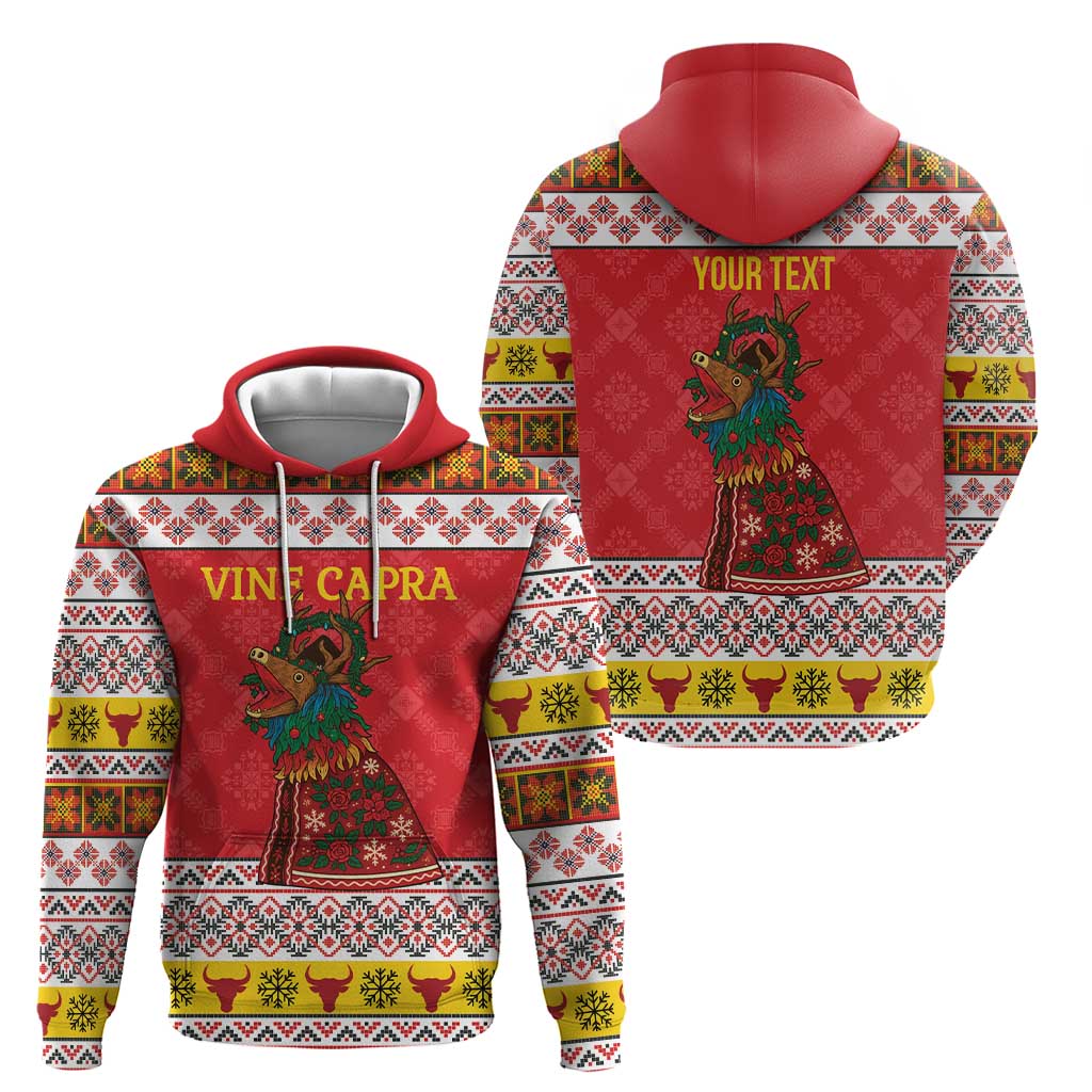 Personalized Romania Christmas Hoodie Romanian Carpet The Goat Dance LT19