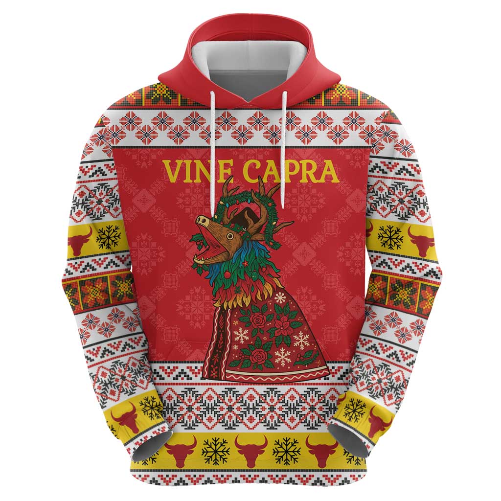 Personalized Romania Christmas Hoodie Romanian Carpet The Goat Dance LT19