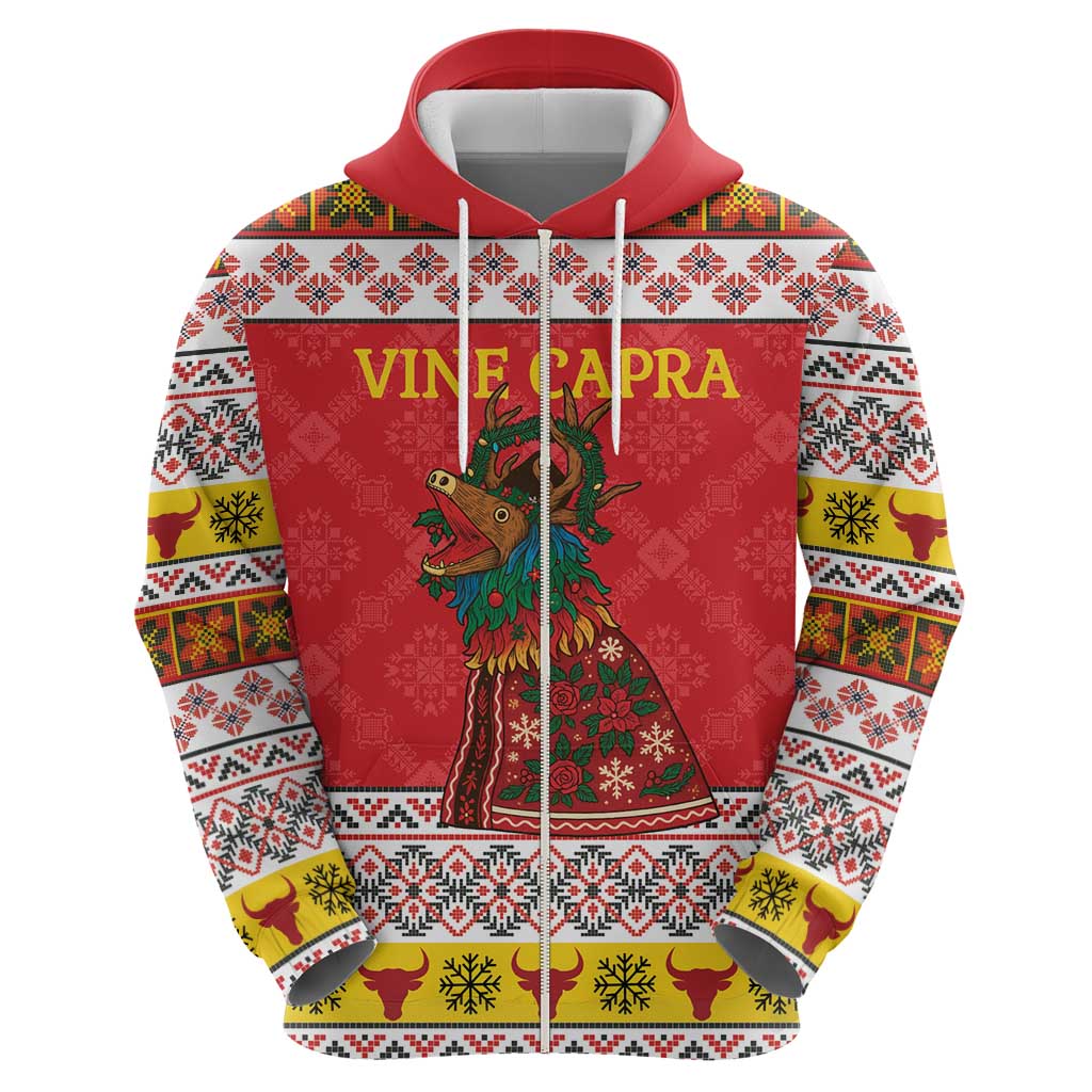 Personalized Romania Christmas Hoodie Romanian Carpet The Goat Dance LT19
