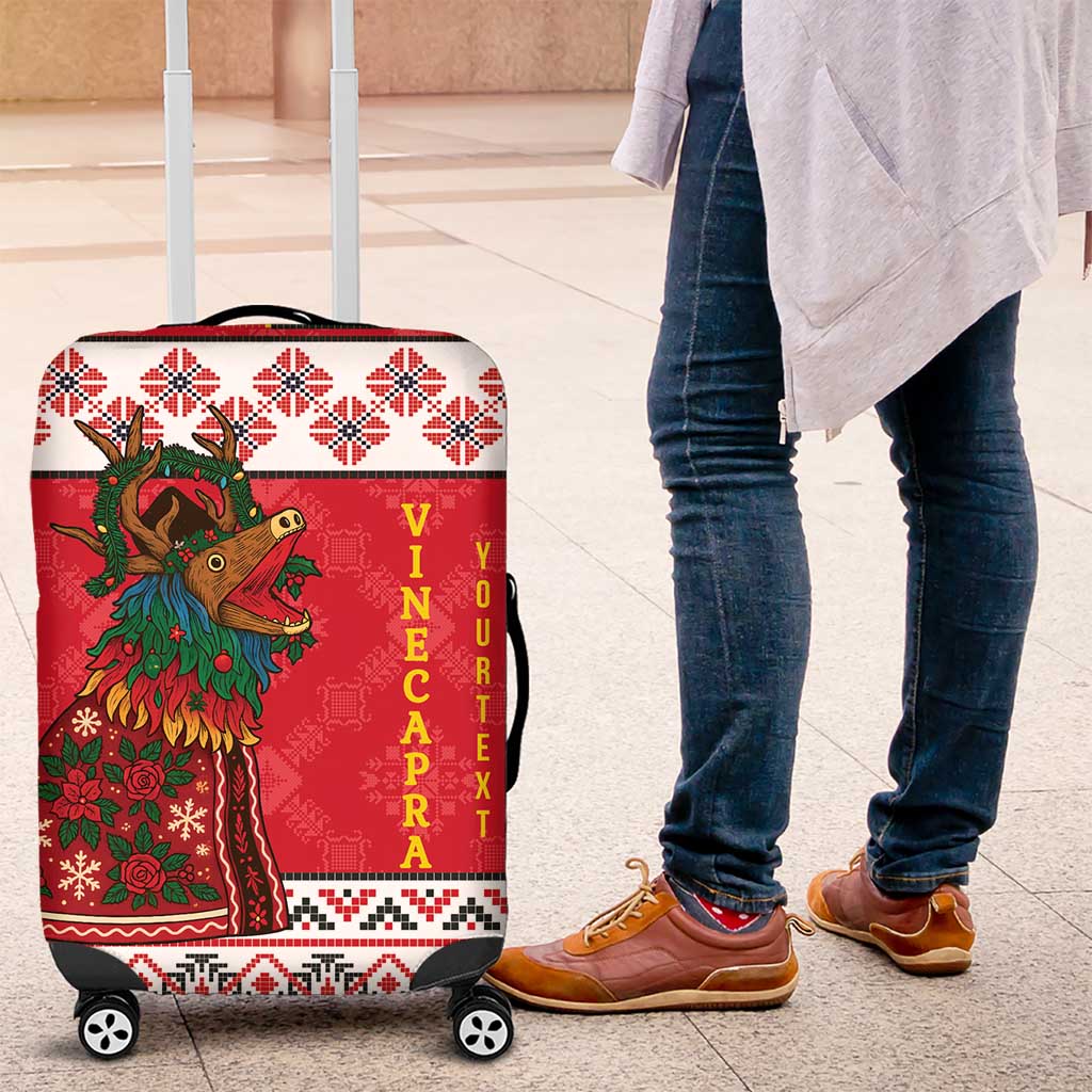 Personalized Romania Christmas Luggage Cover Romanian Carpet The Goat Dance LT19