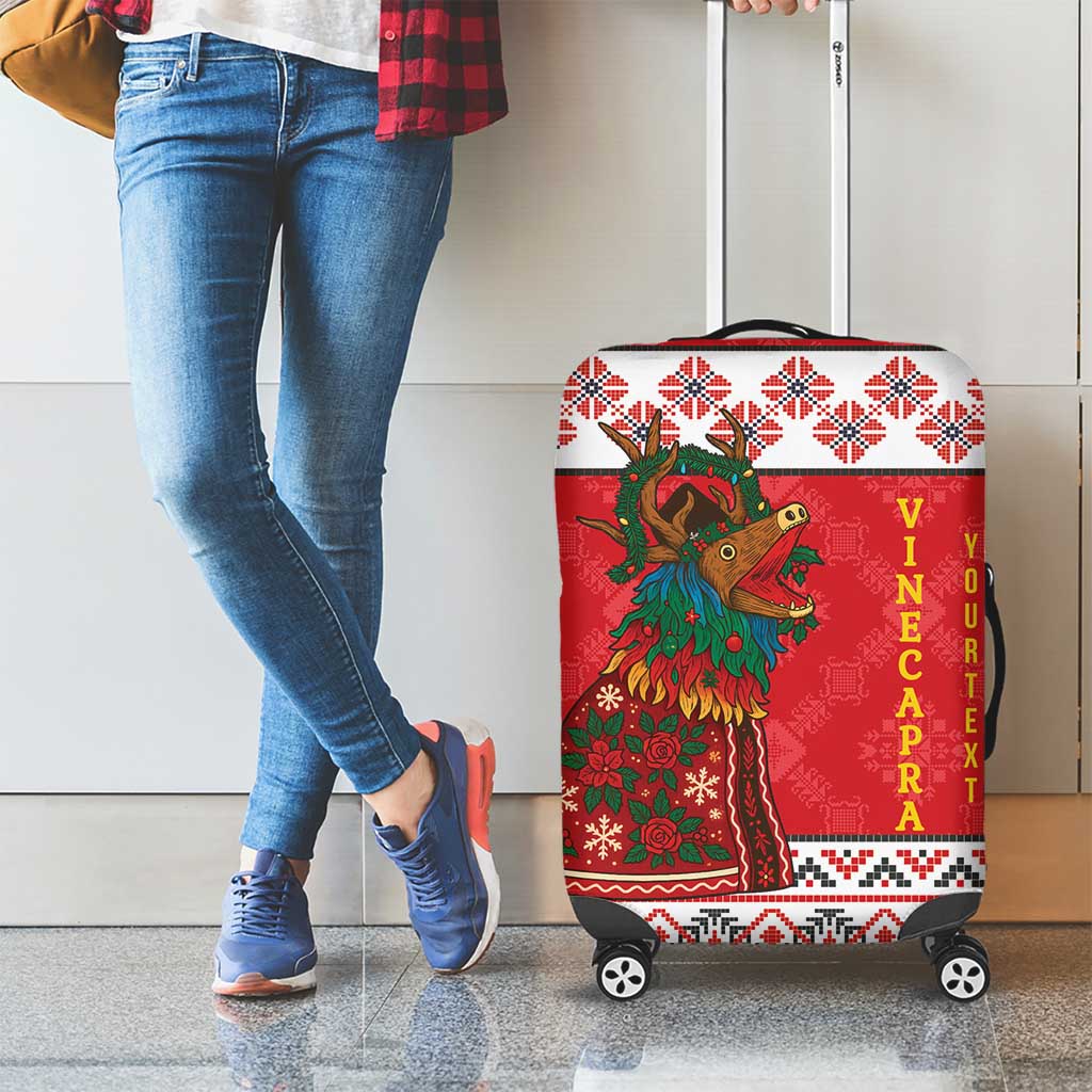 Personalized Romania Christmas Luggage Cover Romanian Carpet The Goat Dance LT19