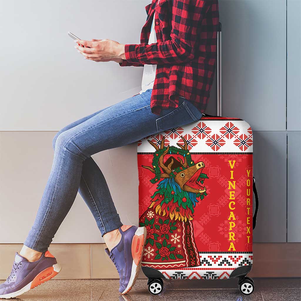 Personalized Romania Christmas Luggage Cover Romanian Carpet The Goat Dance LT19