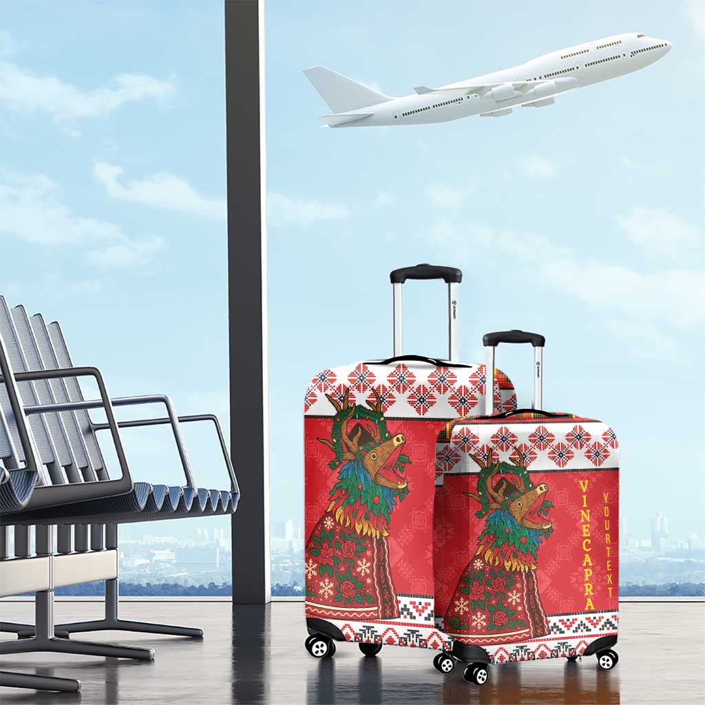 Personalized Romania Christmas Luggage Cover Romanian Carpet The Goat Dance LT19