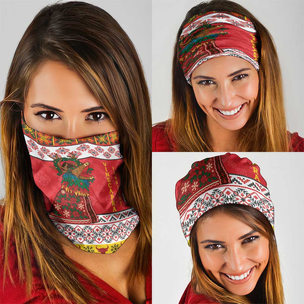 Personalized Romania Christmas Neck Gaiter Romanian Carpet The Goat Dance LT19