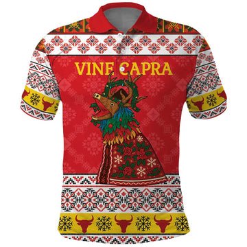 Personalized Romania Christmas Polo Shirt Romanian Carpet The Goat Dance LT19