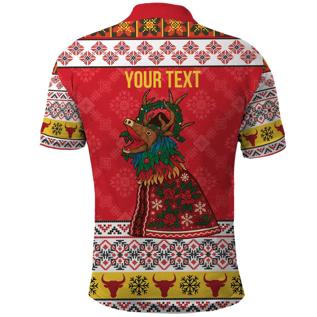 Personalized Romania Christmas Polo Shirt Romanian Carpet The Goat Dance LT19