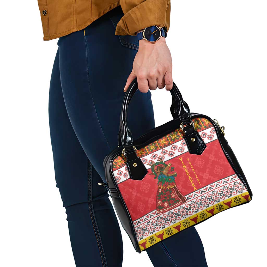 Personalized Romania Christmas Shoulder Handbag Romanian Carpet The Goat Dance LT19