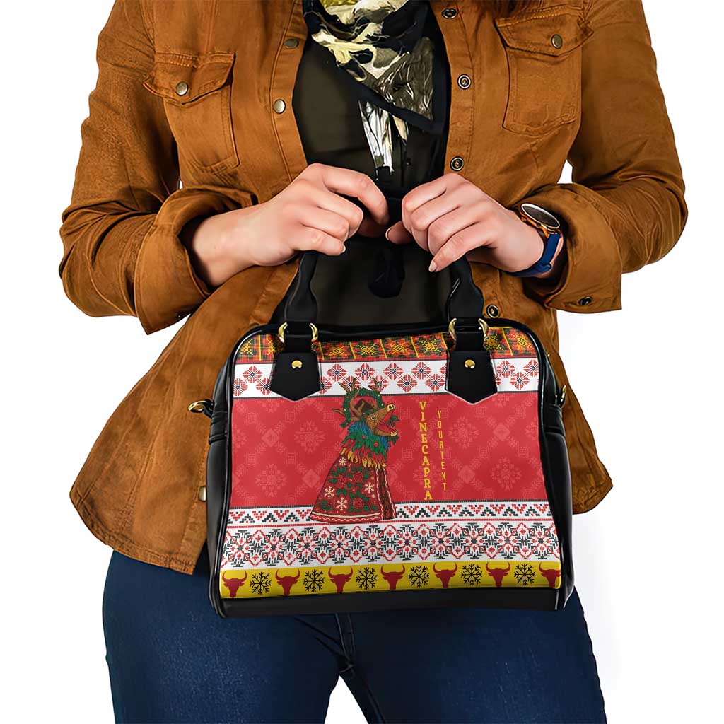 Personalized Romania Christmas Shoulder Handbag Romanian Carpet The Goat Dance LT19