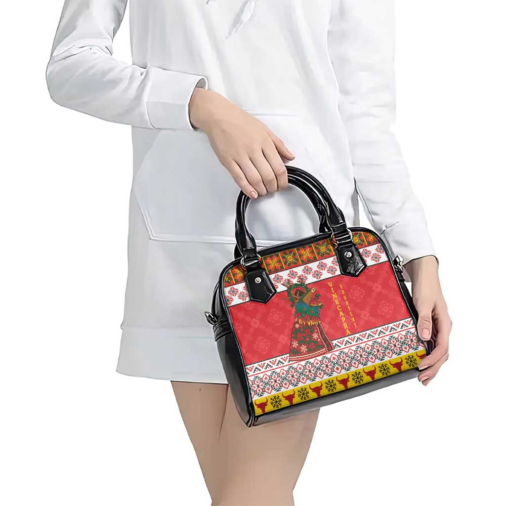 Personalized Romania Christmas Shoulder Handbag Romanian Carpet The Goat Dance LT19