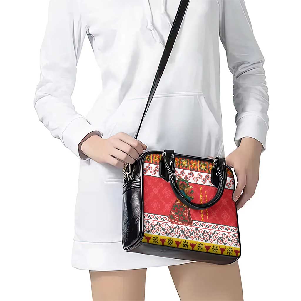Personalized Romania Christmas Shoulder Handbag Romanian Carpet The Goat Dance LT19
