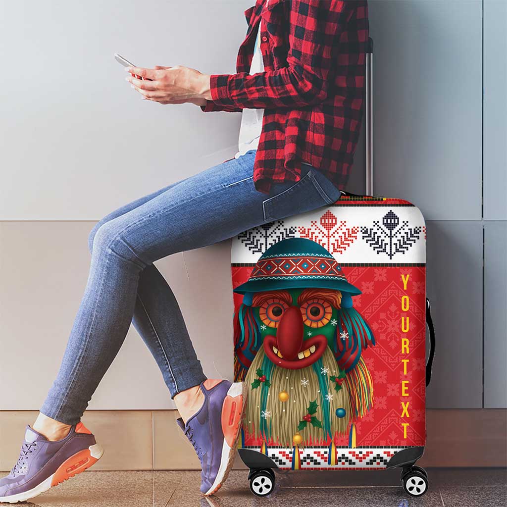 Personalized Romania Christmas Luggage Cover Romanian Folk Mask LT19