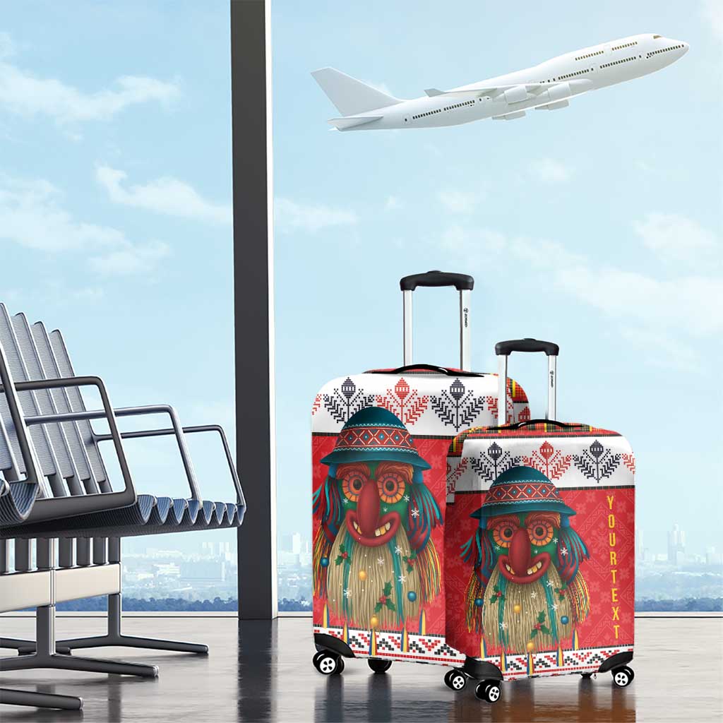 Personalized Romania Christmas Luggage Cover Romanian Folk Mask LT19