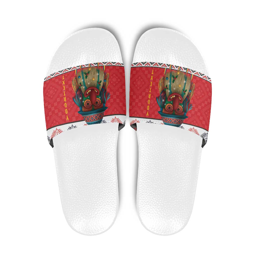 Personalized Romania Christmas Slide Sandals Romanian Folk Mask LT19