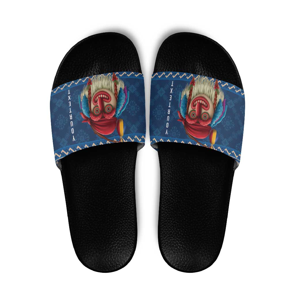 Personalized Romania Christmas Slide Sandals Romanian Traditional Masks LT19