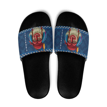 Personalized Romania Christmas Slide Sandals Romanian Traditional Masks LT19