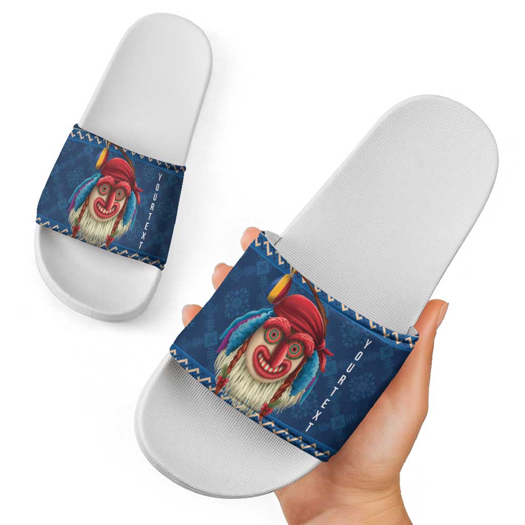 Personalized Romania Christmas Slide Sandals Romanian Traditional Masks LT19