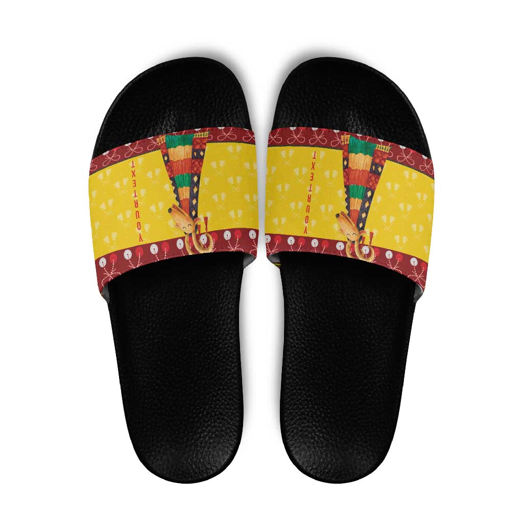 Personalized Moldova Christmas Slide Sandals Capra Goat Folk Costume LT19