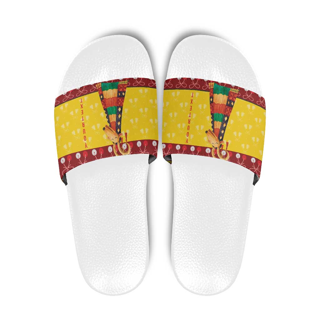 Personalized Moldova Christmas Slide Sandals Capra Goat Folk Costume LT19