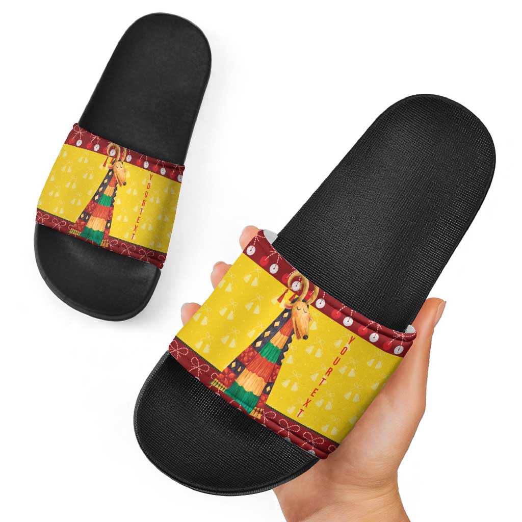 Personalized Moldova Christmas Slide Sandals Capra Goat Folk Costume LT19
