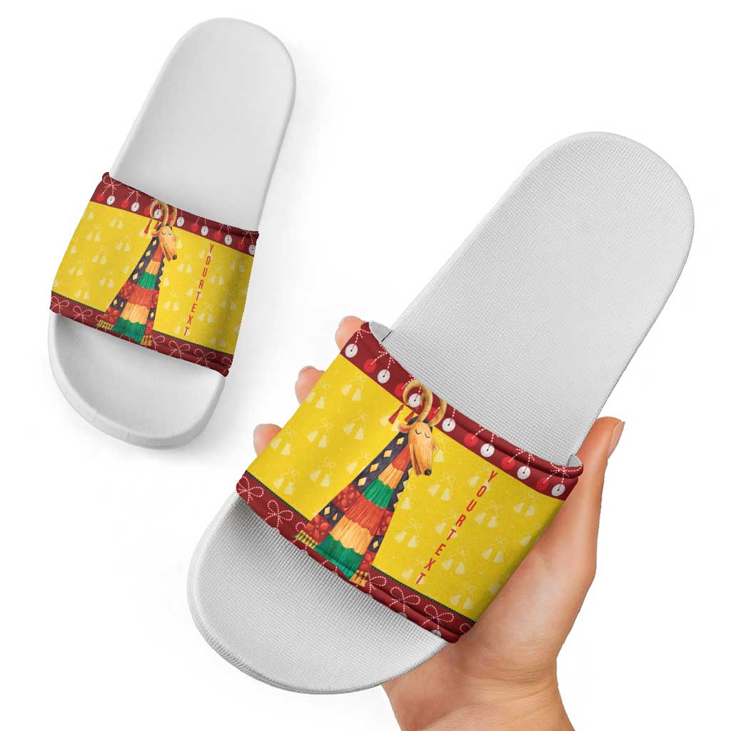 Personalized Moldova Christmas Slide Sandals Capra Goat Folk Costume LT19