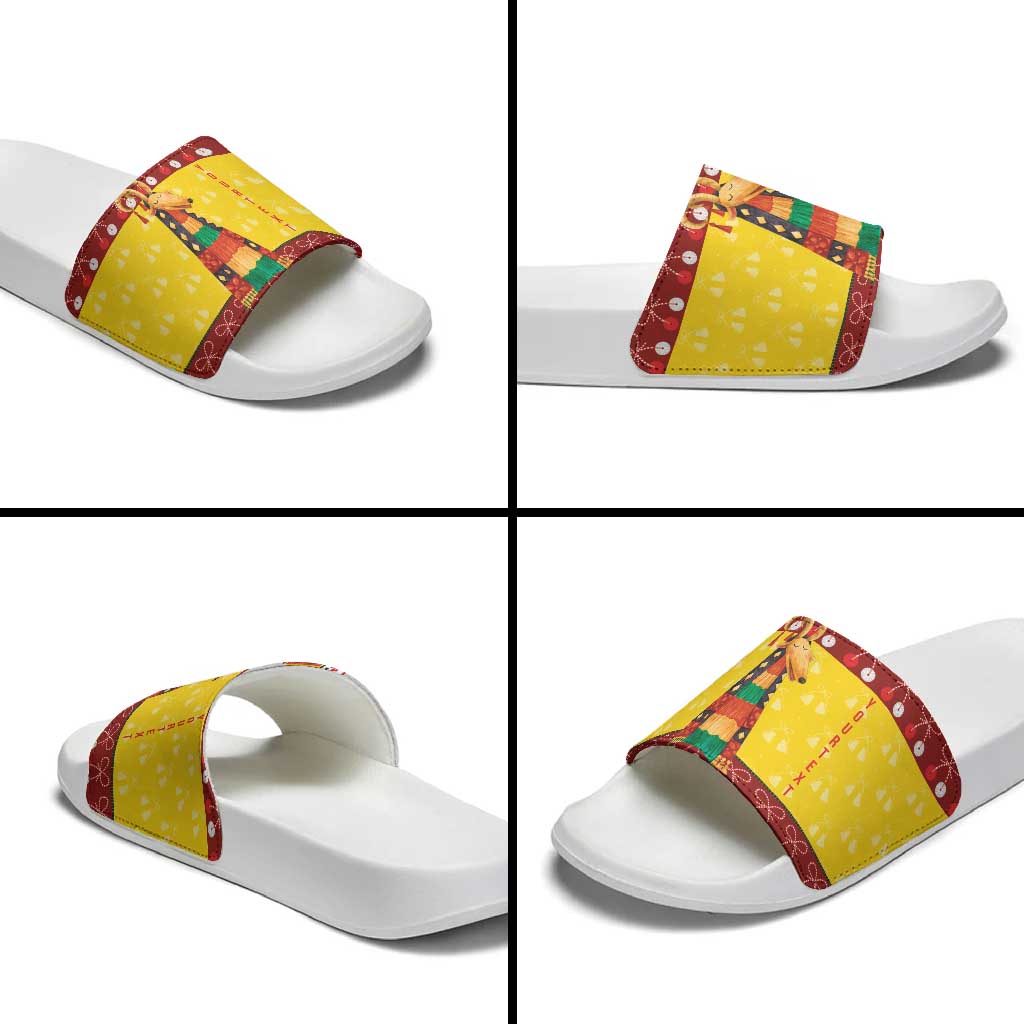 Personalized Moldova Christmas Slide Sandals Capra Goat Folk Costume LT19