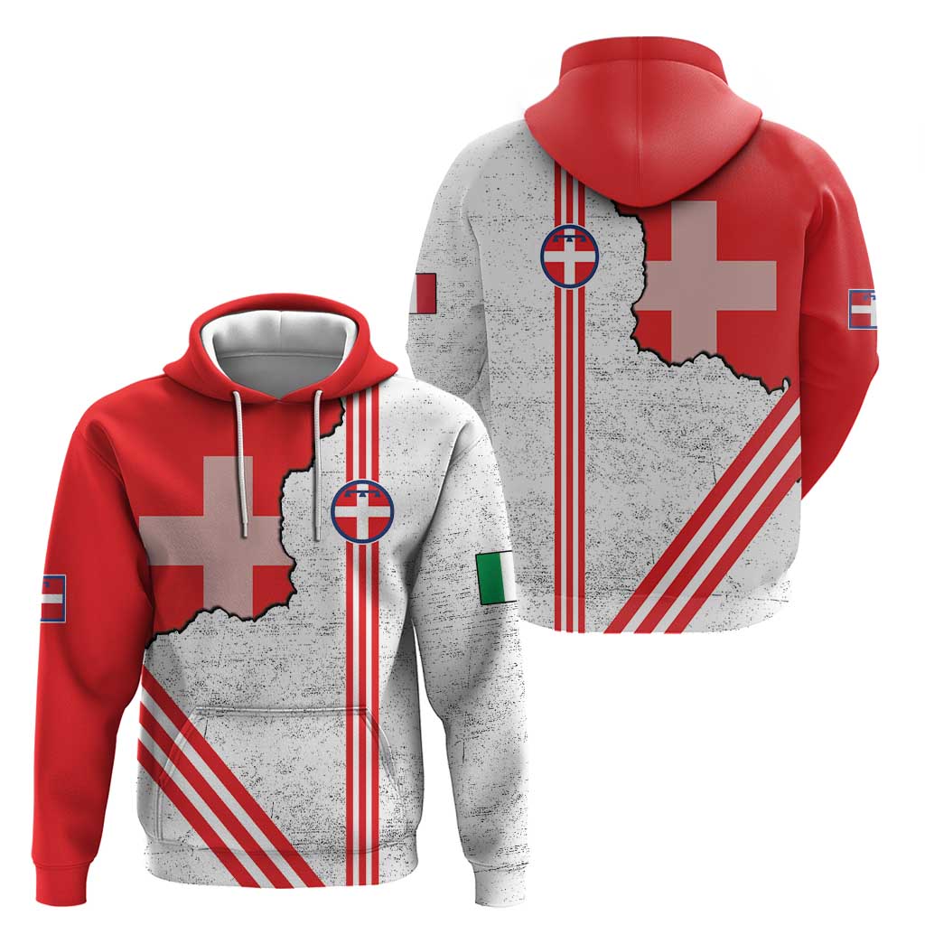 Italy Piedmont Hoodie Map With Flag Style LT19