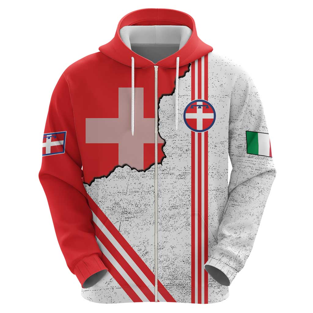 Italy Piedmont Hoodie Map With Flag Style LT19