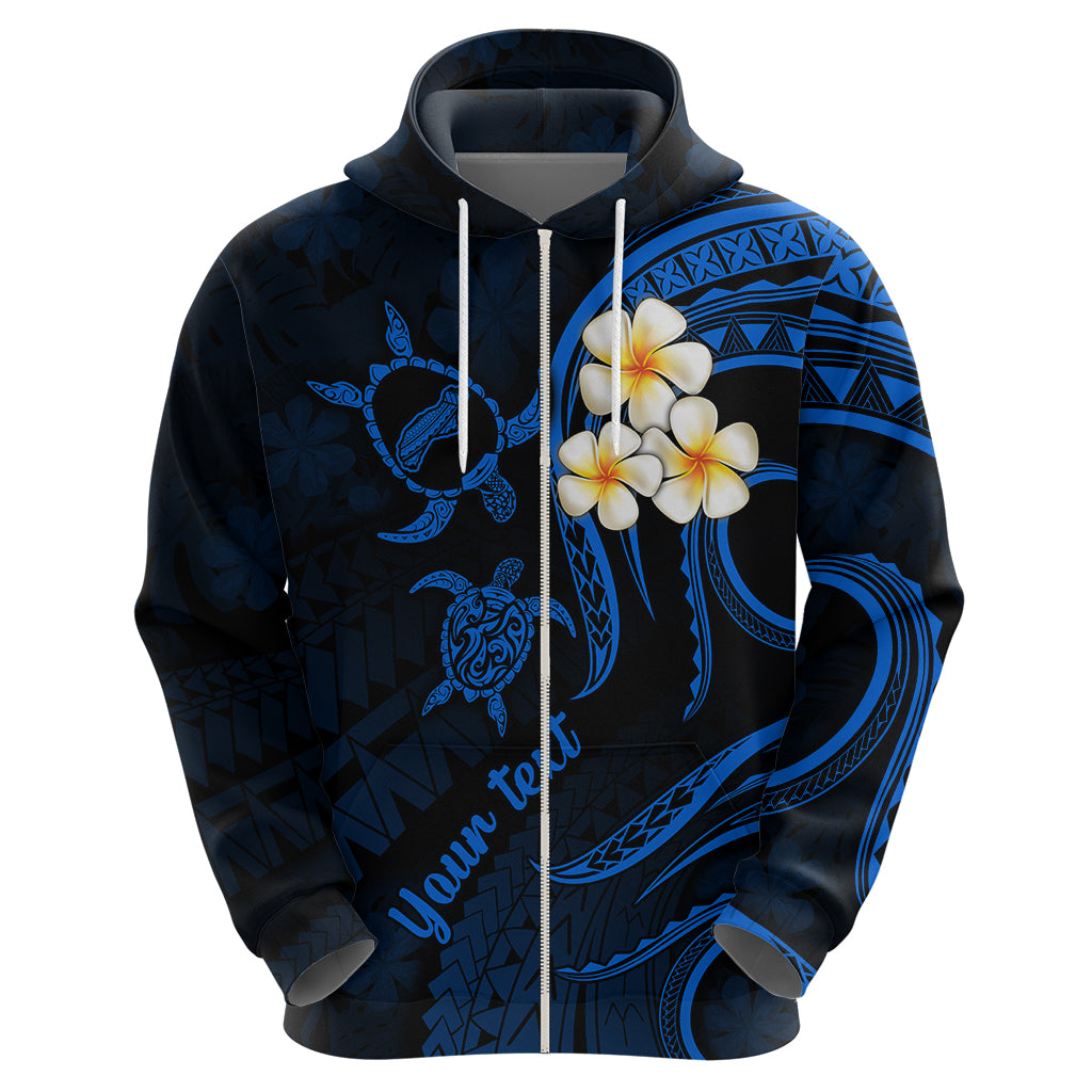Personalised Niihau Hawaii Hoodie Polynesian Tattoo and Pacific Plumeria Blue Vibe LT9