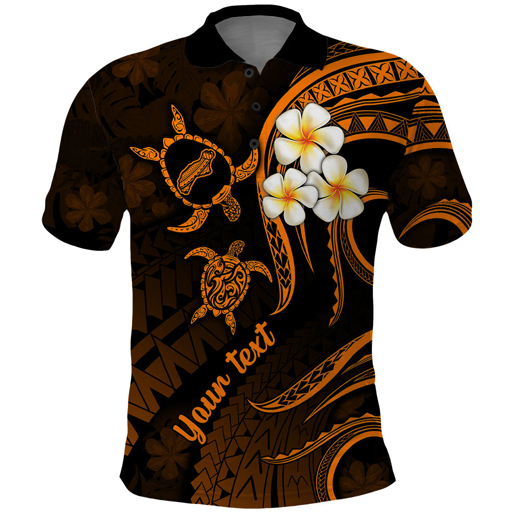 Personalised Niihau Hawaii Polo Shirt Polynesian Tattoo and Pacific Plumeria Gold Vibe LT9