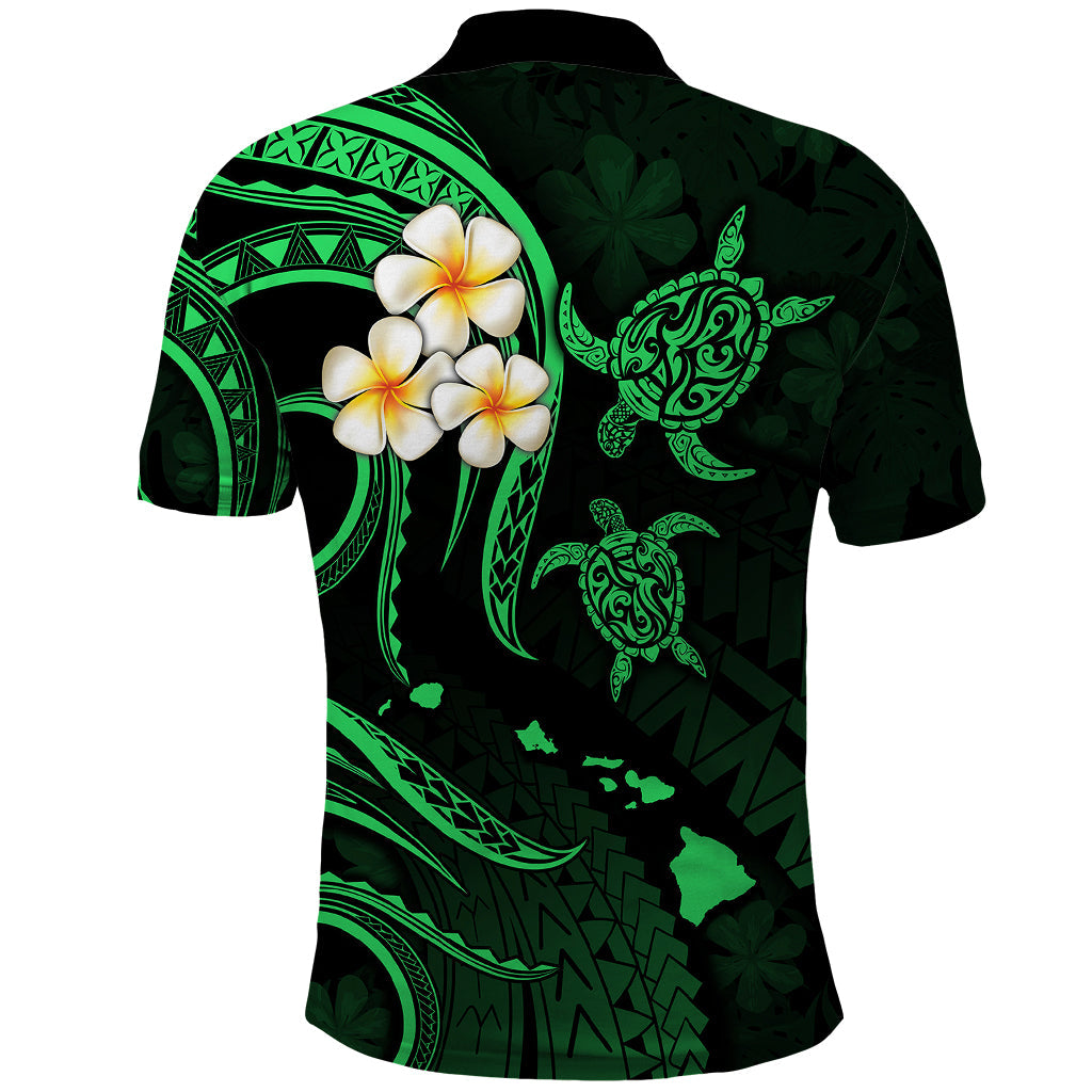 Personalised Niihau Hawaii Polo Shirt Polynesian Tattoo and Pacific Plumeria Green Vibe LT9