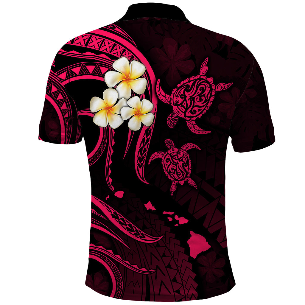 Personalised Niihau Hawaii Polo Shirt Polynesian Tattoo and Pacific Plumeria Pink Vibe LT9