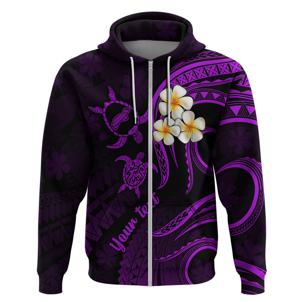 Personalised Niihau Hawaii Hoodie Polynesian Tattoo and Pacific Plumeria Purple Vibe LT9