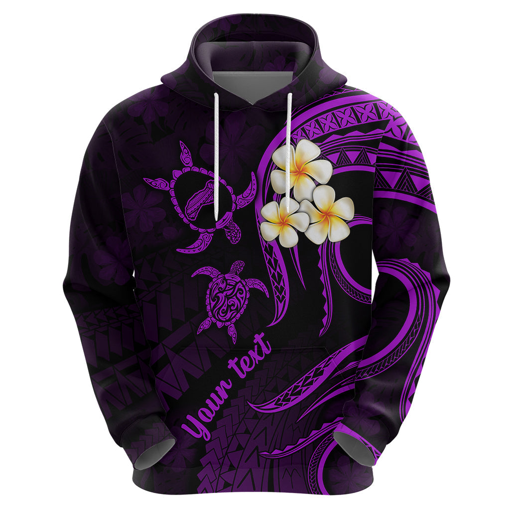 Personalised Niihau Hawaii Hoodie Polynesian Tattoo and Pacific Plumeria Purple Vibe LT9