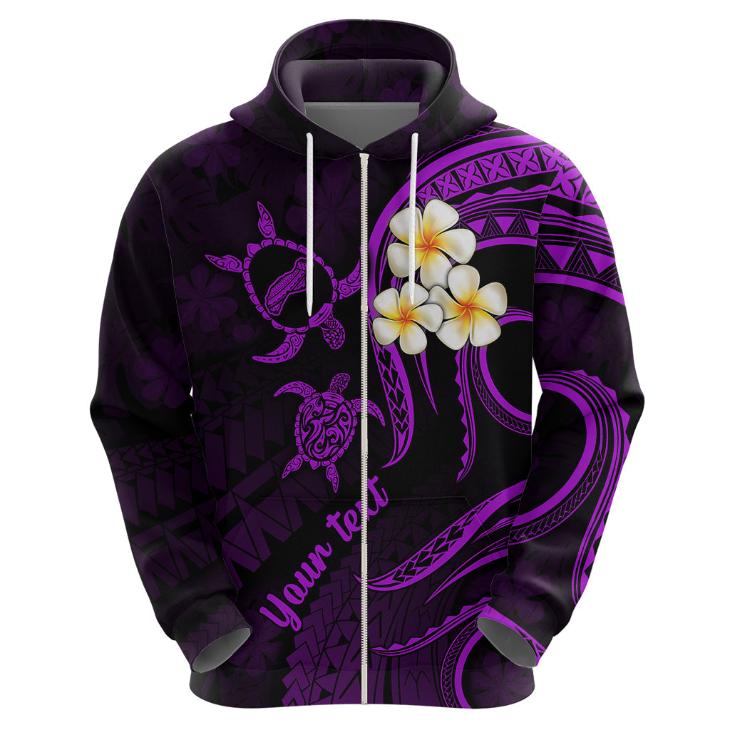Personalised Niihau Hawaii Hoodie Polynesian Tattoo and Pacific Plumeria Purple Vibe LT9