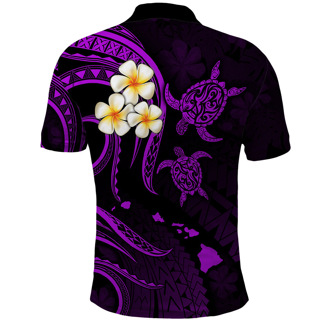 Personalised Niihau Hawaii Polo Shirt Polynesian Tattoo and Pacific Plumeria Purple Vibe LT9