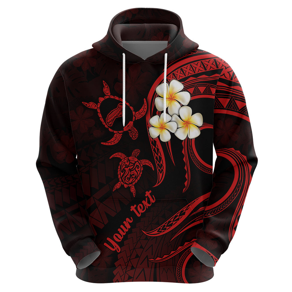 Personalised Niihau Hawaii Hoodie Polynesian Tattoo and Pacific Plumeria Red Vibe LT9