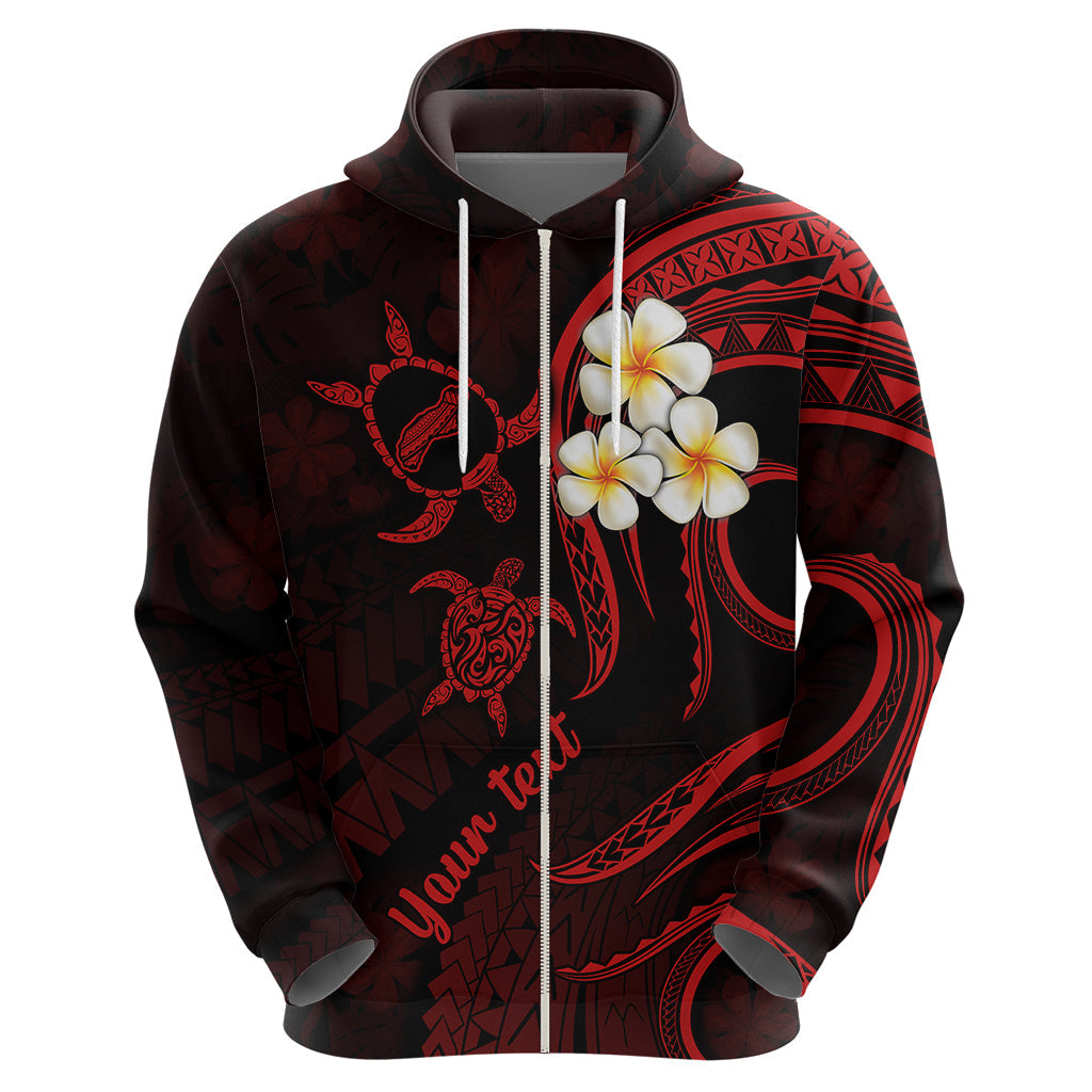 Personalised Niihau Hawaii Hoodie Polynesian Tattoo and Pacific Plumeria Red Vibe LT9