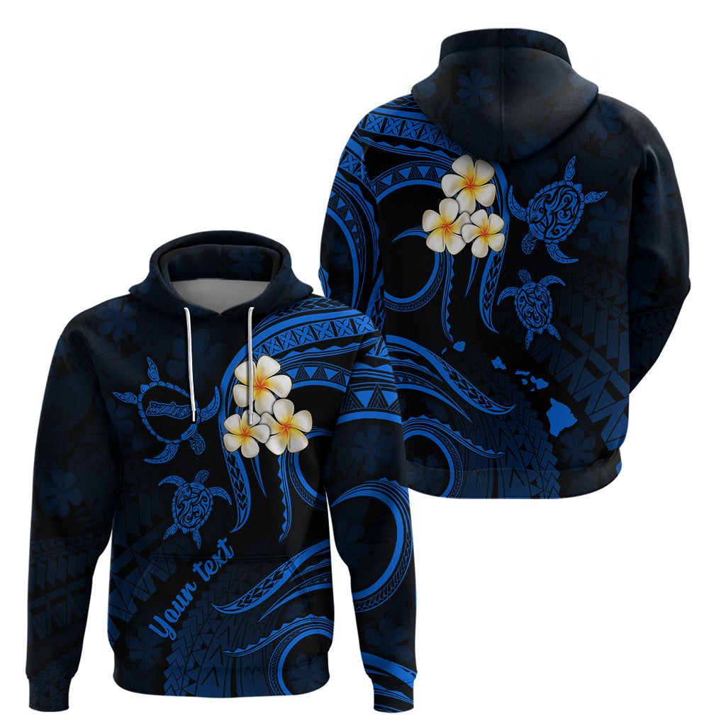 Personalised Molokai Hawaii Hoodie Polynesian Tattoo and Pacific Plumeria Blue Vibe LT9