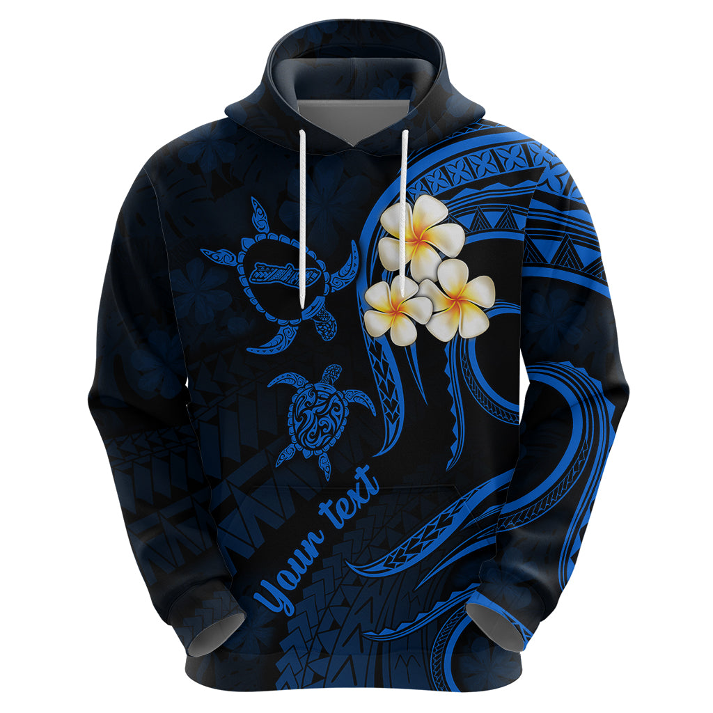 Personalised Molokai Hawaii Hoodie Polynesian Tattoo and Pacific Plumeria Blue Vibe LT9
