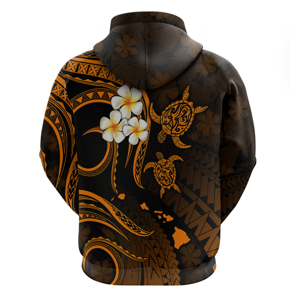 Personalised Molokai Hawaii Hoodie Polynesian Tattoo and Pacific Plumeria Gold Vibe LT9