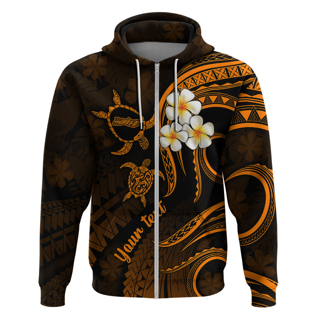 Personalised Molokai Hawaii Hoodie Polynesian Tattoo and Pacific Plumeria Gold Vibe LT9