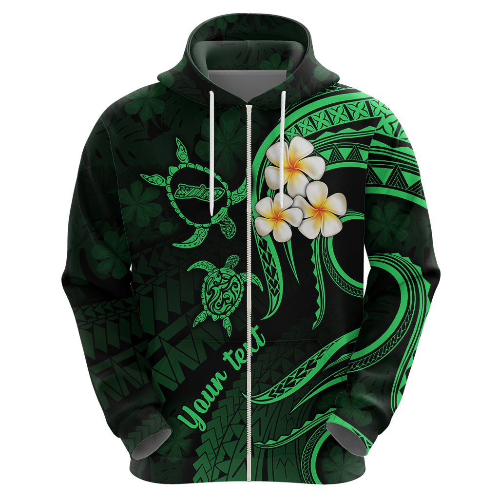 Personalised Molokai Hawaii Hoodie Polynesian Tattoo and Pacific Plumeria Green Vibe LT9
