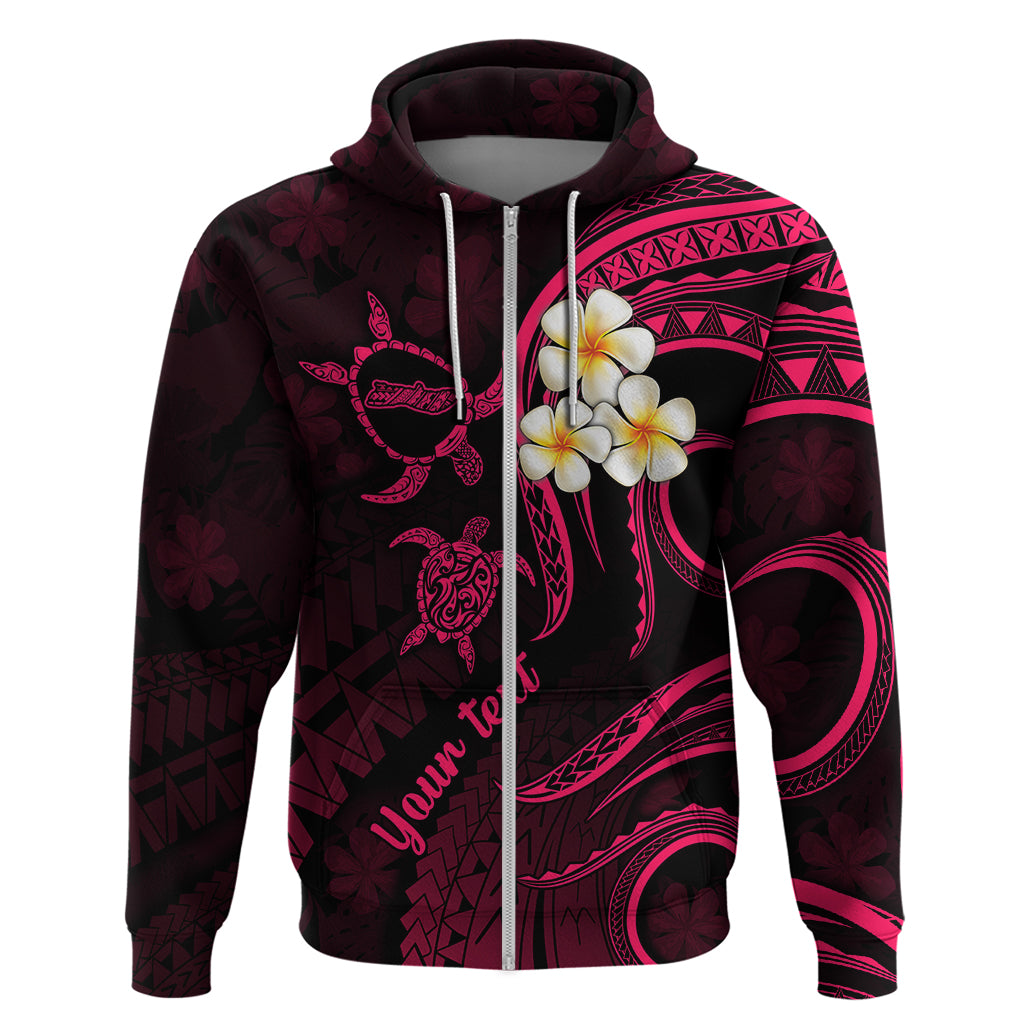 Personalised Molokai Hawaii Hoodie Polynesian Tattoo and Pacific Plumeria Pink Vibe LT9