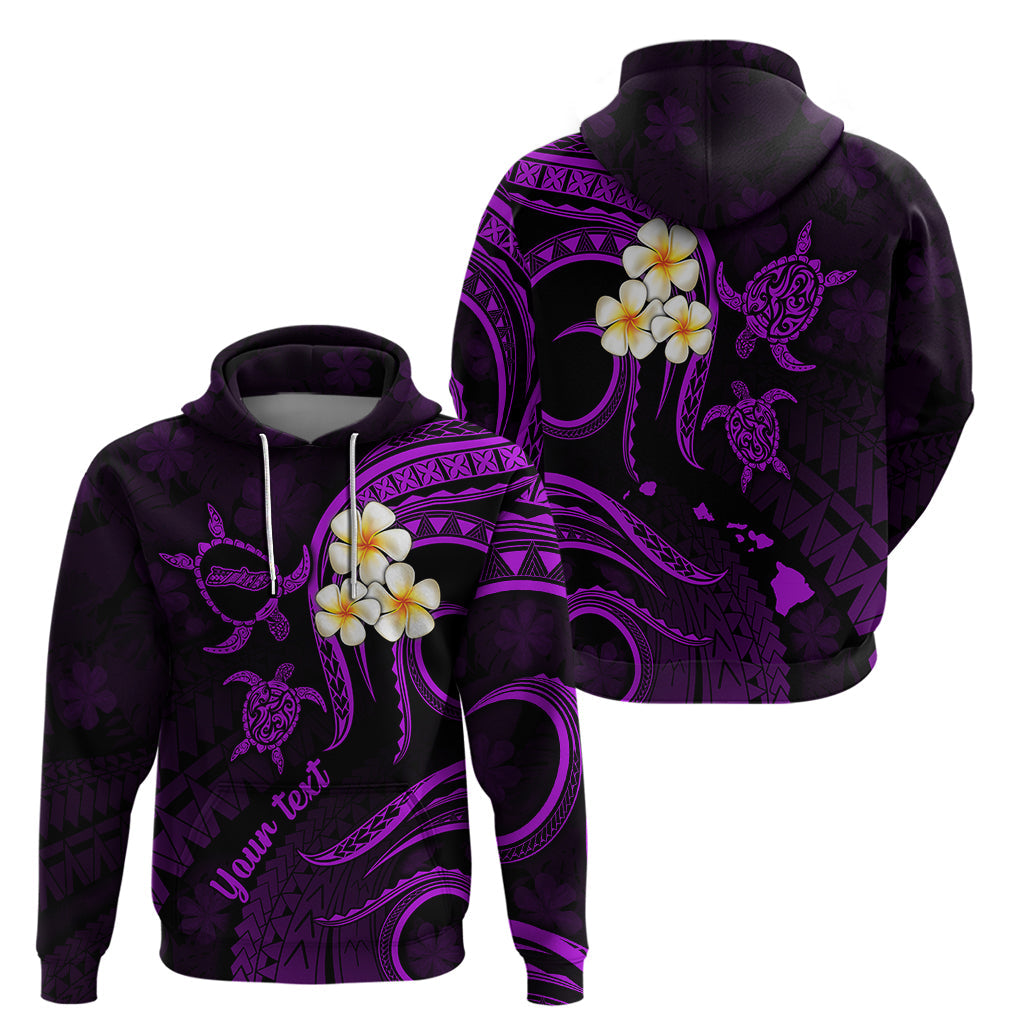 Personalised Molokai Hawaii Hoodie Polynesian Tattoo and Pacific Plumeria Purple Vibe LT9