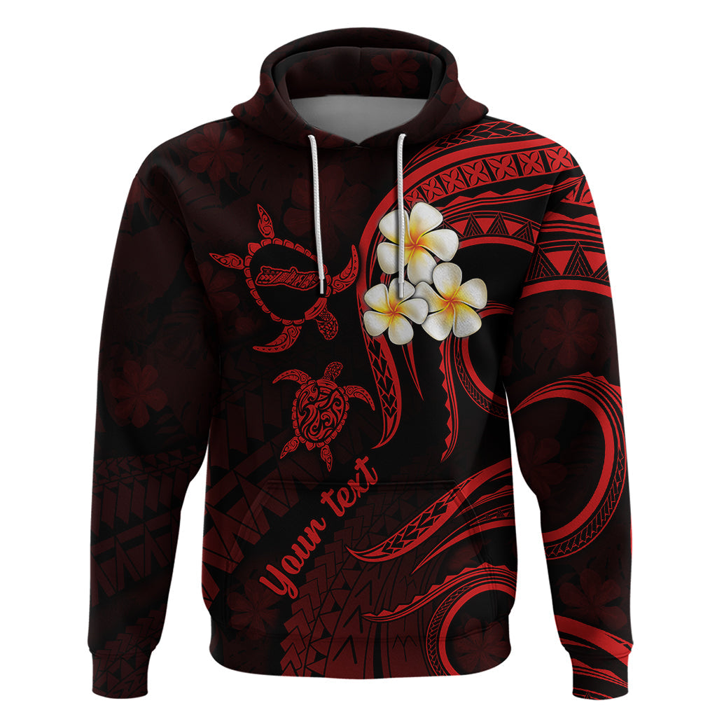 Personalised Molokai Hawaii Hoodie Polynesian Tattoo and Pacific Plumeria Red Vibe LT9