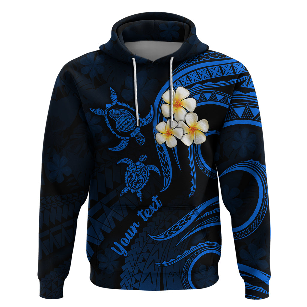 Personalised Lanai Hawaii Hoodie Polynesian Tattoo and Pacific Plumeria Blue Vibe LT9