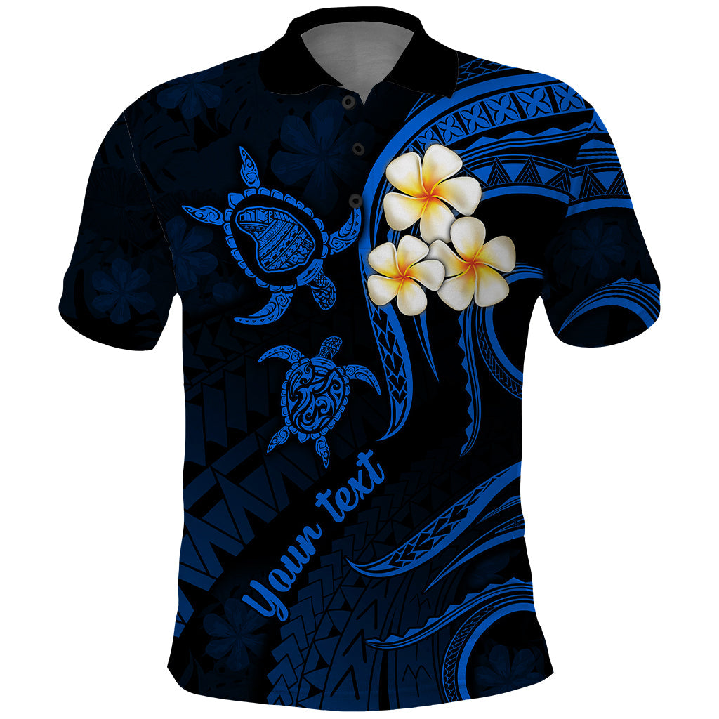 Personalised Lanai Hawaii Polo Shirt Polynesian Tattoo and Pacific Plumeria Blue Vibe LT9